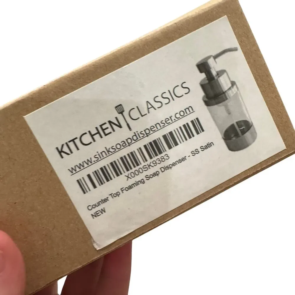 NEW in box foaming stainless steel/clear foaming soap dispenser